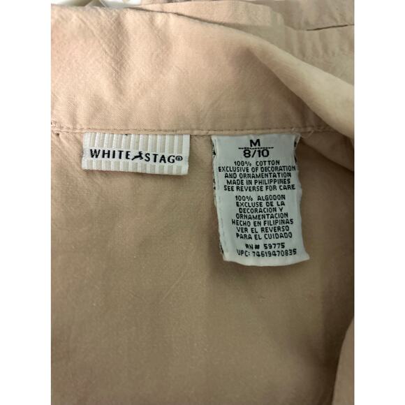 White Stag Top SZ Med Embroidered Flamingo Palm 100% Cotton Art to Wear Boho - Picture 6 of 7